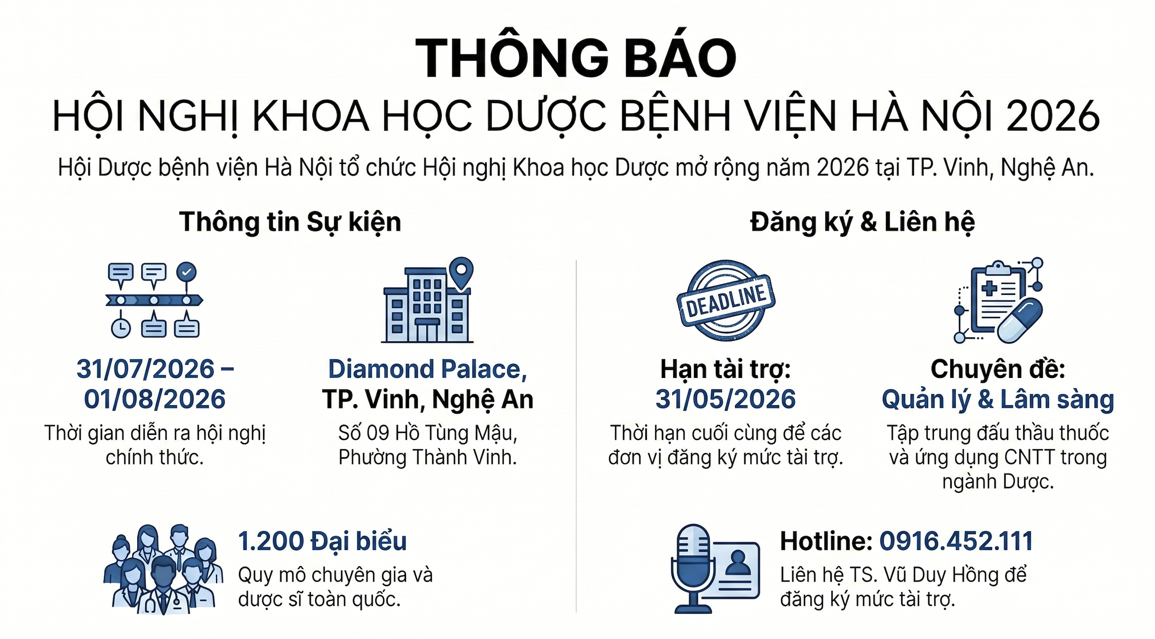📢 [THÔNG BÁO] HỘI NGHỊ KHOA HỌC DƯỢC BỆNH VIỆN HÀ NỘI MỞ RỘNG NĂM 2026 📢